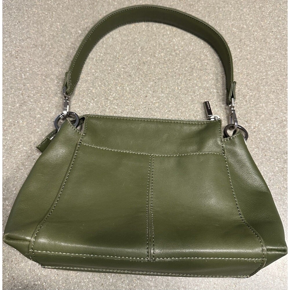 Hammitt Bryant Olive Leather Shoulder Bag Thick Shoulder Strap Silver Rivets - Picture 3 of 12
